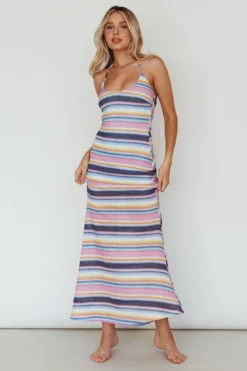 Kandy Crochet Maxi Dress Stripe Blue Multi -Cheap Dress Store ST3902D 20BLUE 20MULTI 2