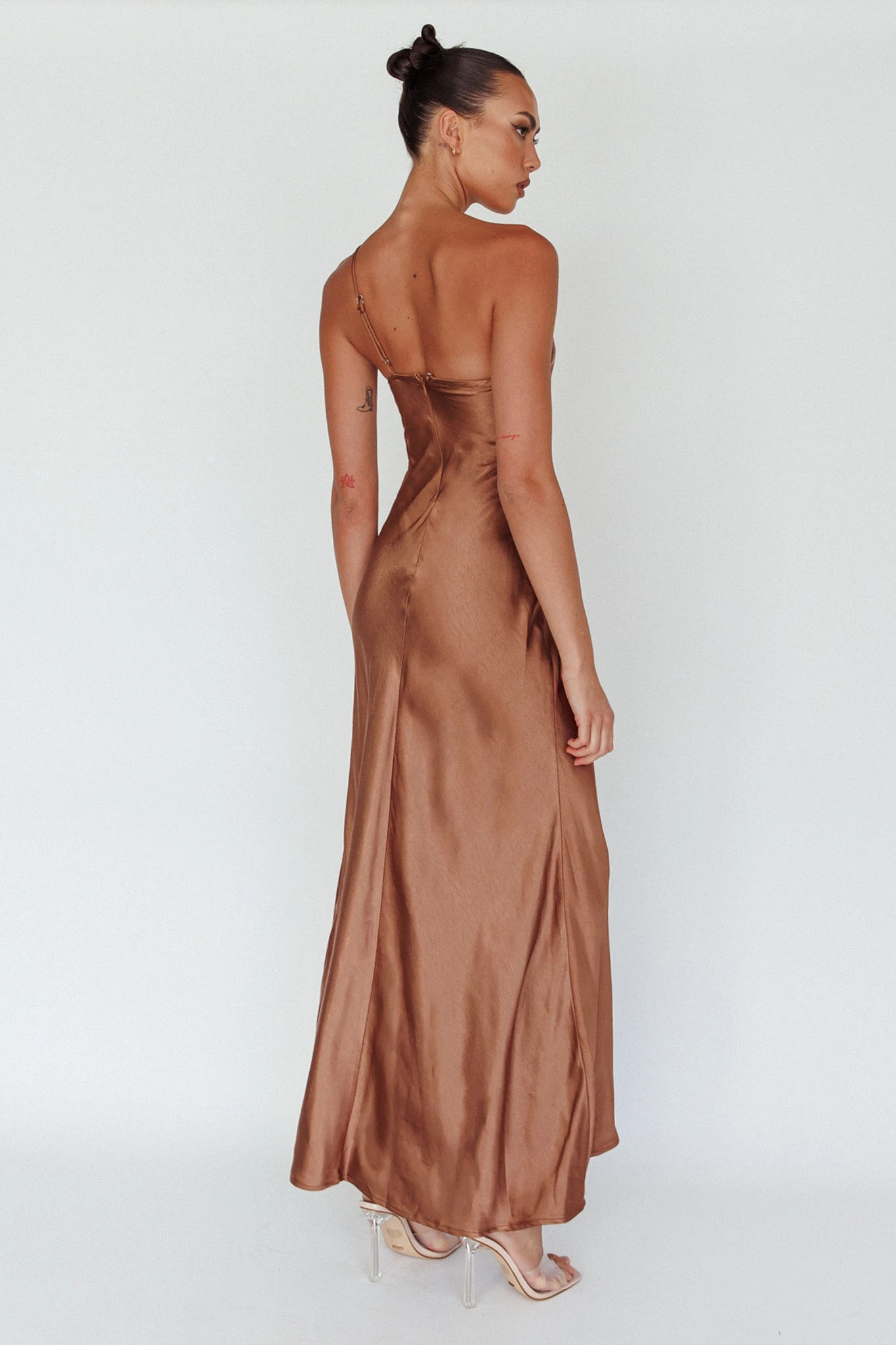 Twilight Tango One-Shoulder Maxi Dress Mocha 2 Twilight Tango One-Shoulder Maxi Dress Mocha - Image 2