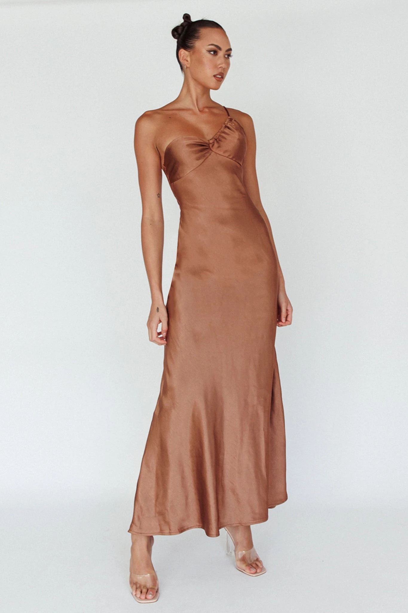 Twilight Tango One-Shoulder Maxi Dress Mocha 5 Twilight Tango One-Shoulder Maxi Dress Mocha - Image 5