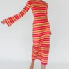 Jozie Long Sleeve Maxi Dress Stripe Orange