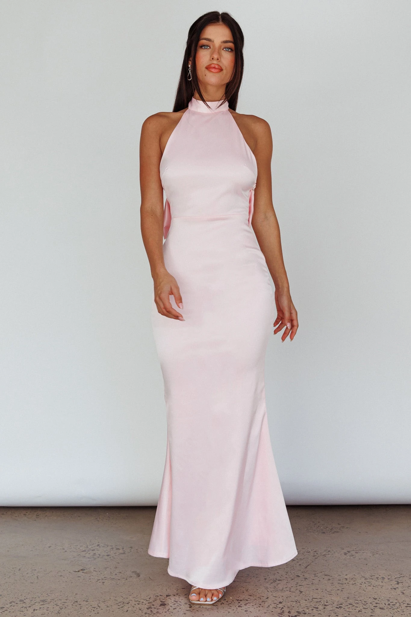 Fifth Avenue Bow Back Maxi Dress Baby Pink 1 Fifth Avenue Bow Back Maxi Dress Baby Pink