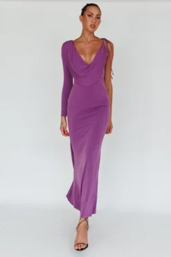 Star Walker One Sleeve Maxi Dress Purple
