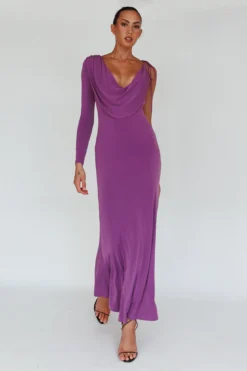 Star Walker One Sleeve Maxi Dress Purple -Cheap Dress Store ST3955D 20PURPLE 5