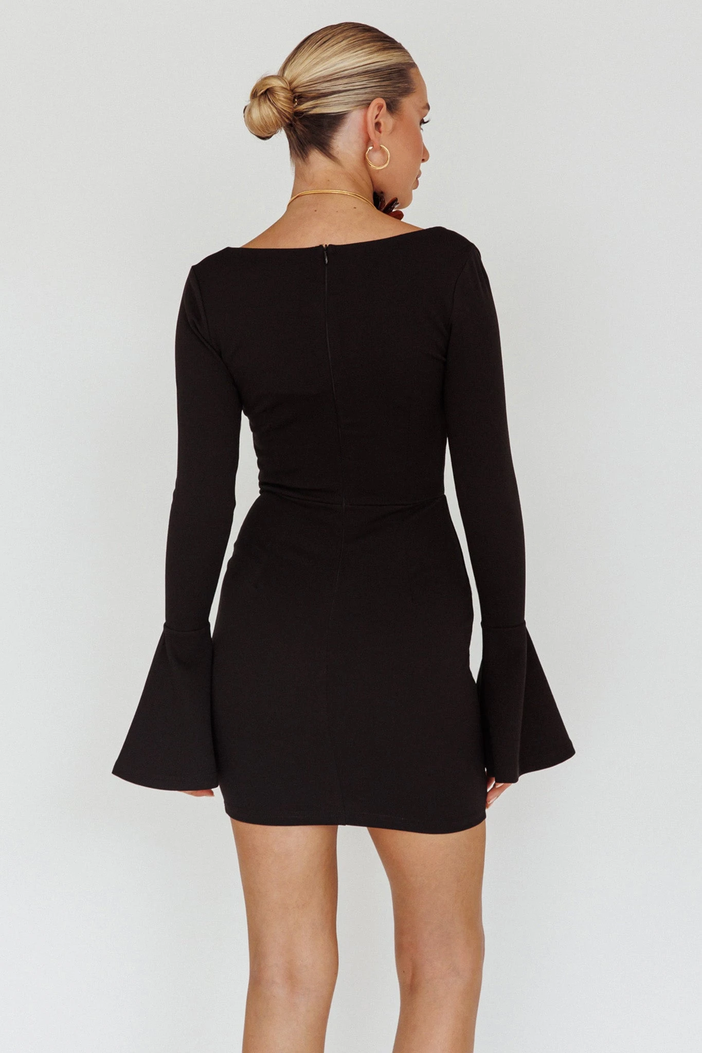 Maris Flared Cuff Mini Dress Black 2 Maris Flared Cuff Mini Dress Black - Image 2