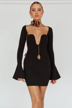 Maris Flared Cuff Mini Dress Black 10 Maris Flared Cuff Mini Dress Black -Cheap Dress Store ST3966D 20BLACK 4